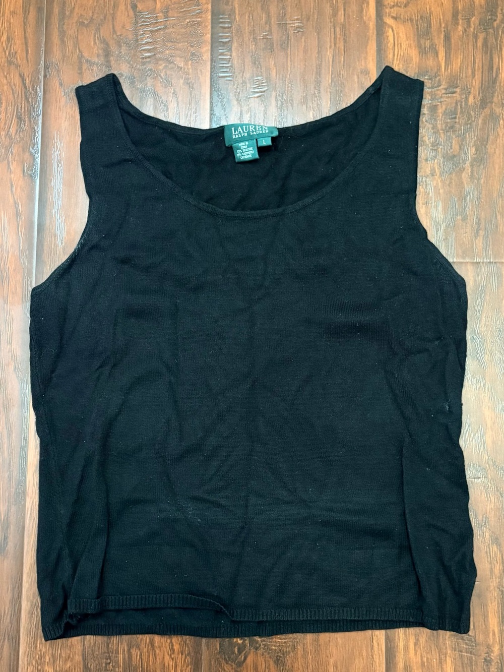 Lauren Ralph Lauren Black Silk Cashmere Sleeveless Sweater Tank Top Size L